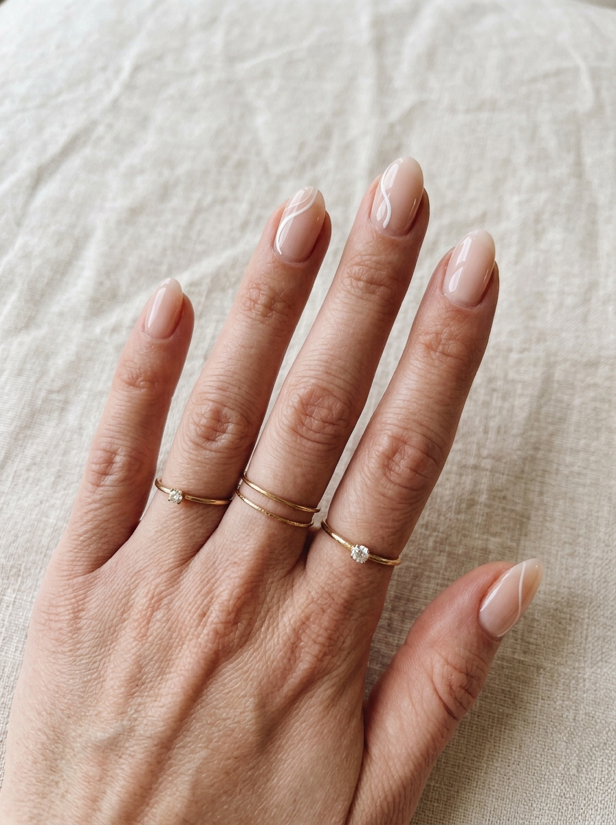 Minimal White Swirl Nails als Minimal Nails Inspiration 2026